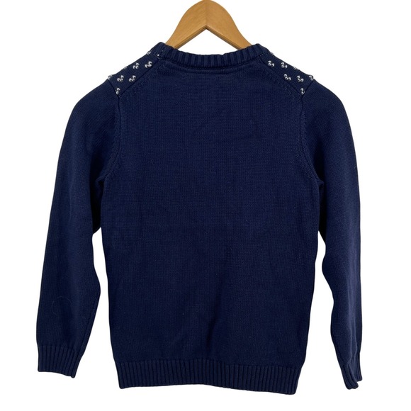 Janie and Jack Sweater Navy Blue Sailboat Intarsia Nautical Kids Size 8 - Picture 2 of 7